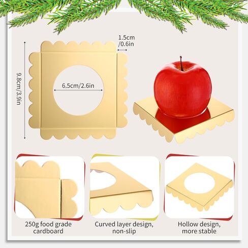 Weysat 50 PCS Candy Apple Box مع Hole Top Gold Base Clear Pet Caramel Apples Hife Joxs with Cheerboard Cake Chocolate Circle Treshing for Birthday Party Baby Baby 4 "× 4" × 4 " in Saudi Arabia