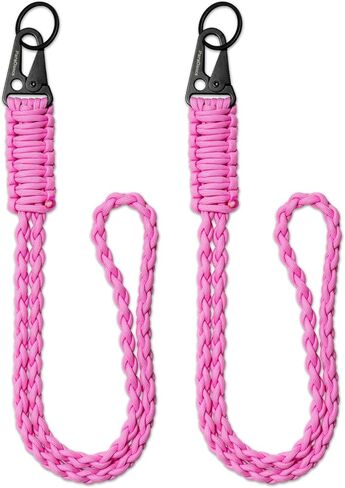 Heavy Duty Paracord Lanyards for Keys, Braided Key Lanyards for ID Badges, Tactical Rope Keychain Necklace for Men Women, Cell Phone Car Key Camera Whistle, Traveling, Black in Kuwait