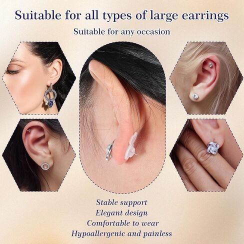 Clear Silicone Earring Backs for Heavy Earring Support Backs 32 Pcs Rubber Earrings Lifters Safety Back Pads Backstops Earrings Back Replacements for Fish Hook Studs Hoops Droopy Ears - Love in Saudi Arabia