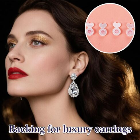 Clear Silicone Earring Backs for Heavy Earring Support Backs 32 Pcs Rubber Earrings Lifters Safety Back Pads Backstops Earrings Back Replacements for Fish Hook Studs Hoops Droopy Ears - Love in Saudi Arabia