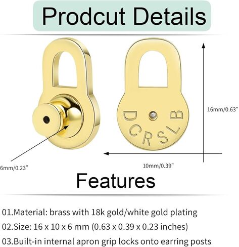 حلق الرافعة ، 4 مساءً ظهورها في القرط القوس لآذان متدلية قفل دعامات دعم مسطحة للأقراط الثقيلة بالإضافة in Kuwait