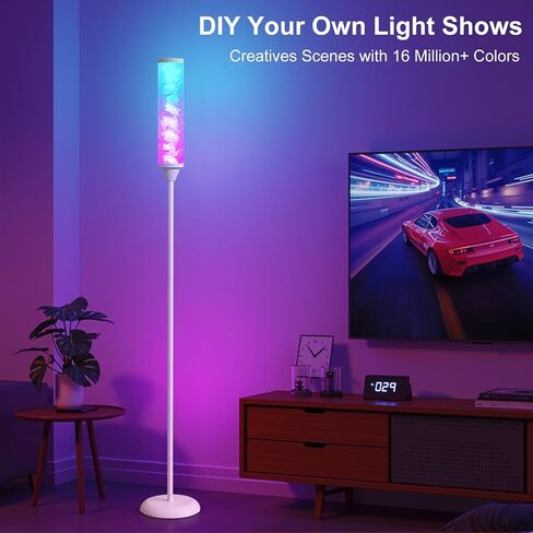 WORLD WIN Prism Glow Floor Lamp with Watter Ripple, Smart RGB LED Corner Floor Lamp with APP & Remote Control, 16M+ and 3 Color Temperatures, Music Sync, Modern Standing Lamps for Living Room Bedroom in Kuwait