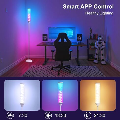 WORLD WIN Prism Glow Floor Lamp with Watter Ripple, Smart RGB LED Corner Floor Lamp with APP & Remote Control, 16M+ and 3 Color Temperatures, Music Sync, Modern Standing Lamps for Living Room Bedroom in Kuwait
