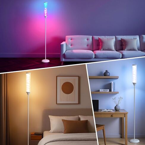 WORLD WIN Prism Glow Floor Lamp with Watter Ripple, Smart RGB LED Corner Floor Lamp with APP & Remote Control, 16M+ and 3 Color Temperatures, Music Sync, Modern Standing Lamps for Living Room Bedroom in Kuwait