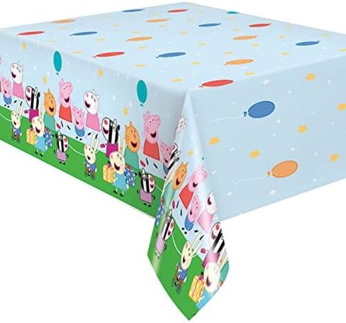 Unique Peppa Pig Party Supplies Bundle Pack Includes 2 Plastic Table Covers and 1 Dinosaur Sticker Sheet in Saudi Arabia