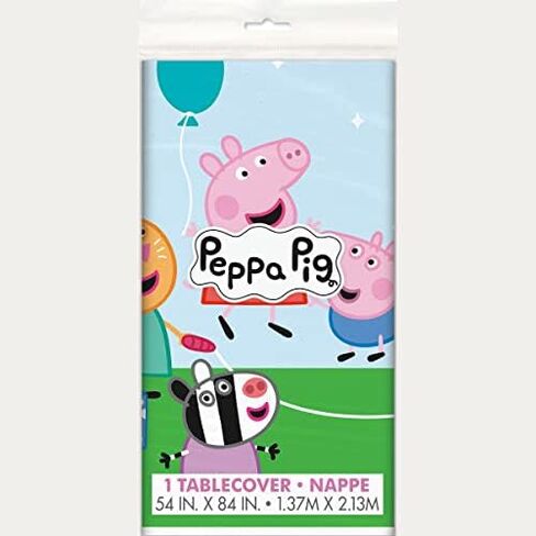 Unique Peppa Pig Party Supplies Bundle Pack Includes 2 Plastic Table Covers and 1 Dinosaur Sticker Sheet in Saudi Arabia