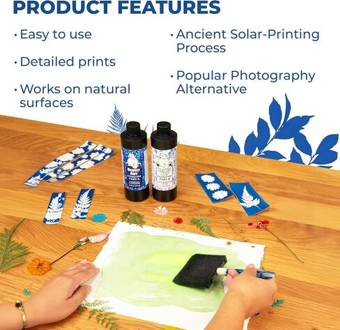 Bearly Art Cyanotype Kit - Sun - Solar Print Set for Photographic Printing on Paper and Fabric - 2 Part Sensitizer - Archival - Creates 64 8" x10 Prints on Cyanotype Paper and 50 on Fabric in Kuwait