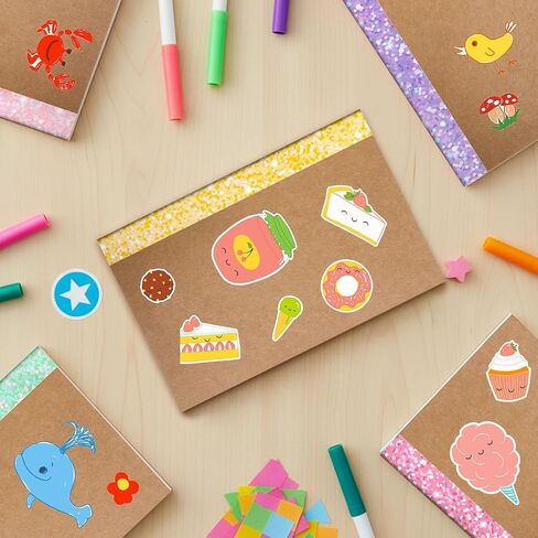 80 Pcs Composition Notebooks Bulk A5 Kraft Cover Lined Journals with Glitter Spines Small Travel Journal Notebook for Student School Office Supplies, 5.5 x 8.3 Inch, 60 Pages, 30 Sheets in Saudi Arabia