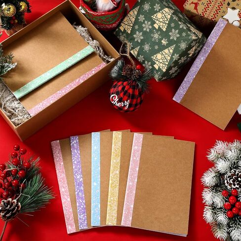80 Pcs Composition Notebooks Bulk A5 Kraft Cover Lined Journals with Glitter Spines Small Travel Journal Notebook for Student School Office Supplies, 5.5 x 8.3 Inch, 60 Pages, 30 Sheets in Saudi Arabia