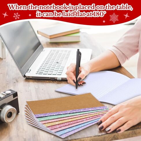 80 Pcs Composition Notebooks Bulk A5 Kraft Cover Lined Journals with Glitter Spines Small Travel Journal Notebook for Student School Office Supplies, 5.5 x 8.3 Inch, 60 Pages, 30 Sheets in Saudi Arabia