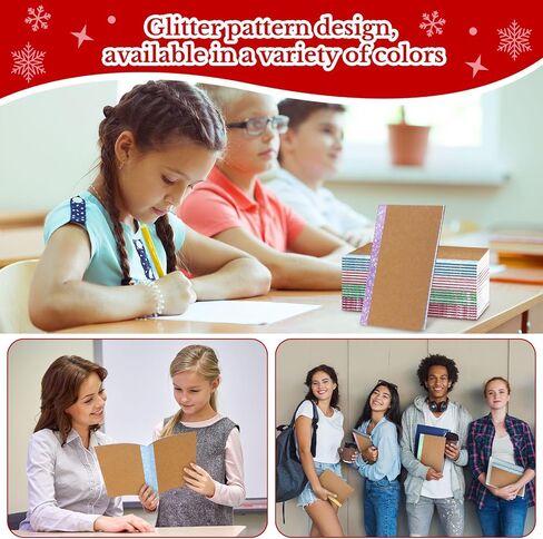 80 Pcs Composition Notebooks Bulk A5 Kraft Cover Lined Journals with Glitter Spines Small Travel Journal Notebook for Student School Office Supplies, 5.5 x 8.3 Inch, 60 Pages, 30 Sheets in Saudi Arabia