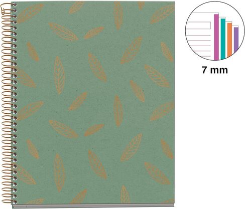 Miquelrius - Notebook A5 (148 x 210 mm), Horizontal Stripes 7 mm, 120 Sheets of 70 g/m², Cardboard Cover with Copper Details, 4 Colour Stripes, Copper Spiral, Feeling Mallorca Collection, Sheets in Saudi Arabia