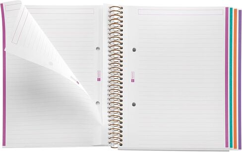 Miquelrius - Notebook A5 (148 x 210 mm), Horizontal Stripes 7 mm, 120 Sheets of 70 g/m², Cardboard Cover with Copper Details, 4 Colour Stripes, Copper Spiral, Feeling Mallorca Collection, Sheets in Saudi Arabia