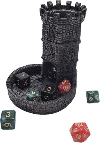 Tower Castle Retro DND DICE Rolling Tower Dice Tower Tower Tower و Dragons Dice Jail D&D Accessories (Random 7pcs D20 Dice Set) in Kuwait