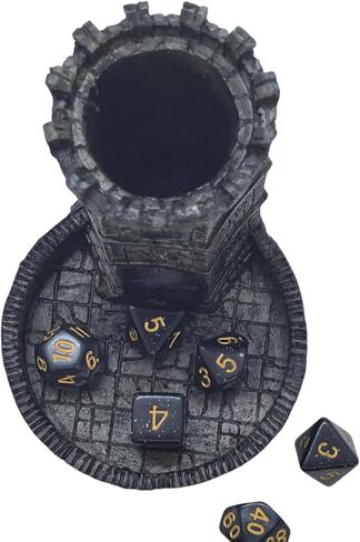 Tower Castle Retro DND DICE Rolling Tower Dice Tower Tower Tower و Dragons Dice Jail D&D Accessories (Random 7pcs D20 Dice Set) in Kuwait