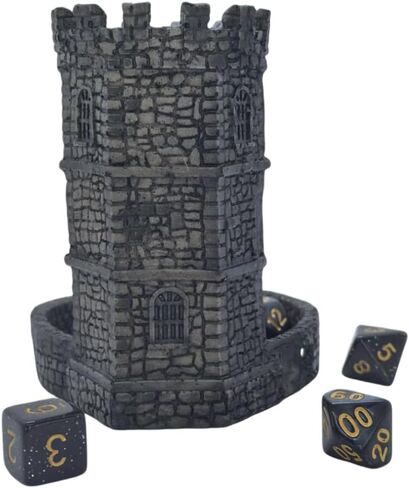 Tower Castle Retro DND DICE Rolling Tower Dice Tower Tower Tower و Dragons Dice Jail D&D Accessories (Random 7pcs D20 Dice Set) in Kuwait