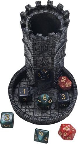 Tower Castle Retro DND DICE Rolling Tower Dice Tower Tower Tower و Dragons Dice Jail D&D Accessories (Random 7pcs D20 Dice Set) in Kuwait