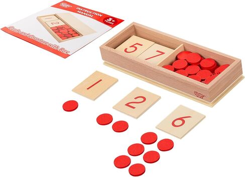Montessori Wooden Math Counters with Number Cards & Chips 1-10 for Kids 3+ Years Old, Montessori Cards & Counters with Storage Box for Toddlers Math Learning, Preschool Math Toys for Classroom in Saudi Arabia