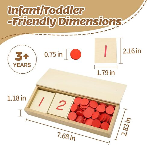 Montessori Wooden Math Counters with Number Cards & Chips 1-10 for Kids 3+ Years Old, Montessori Cards & Counters with Storage Box for Toddlers Math Learning, Preschool Math Toys for Classroom in Saudi Arabia