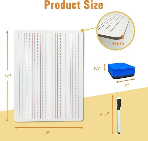 مجموعة صغيرة من اللوحة الجافة - حزمة 6 ، 9 × 12 بوصة من الألواح البيضاء ذات الوجهين المزدوج مع 6 علامات و 6 محايات جافة - مثالية للطالب والمعلم والفصول الدراسية والمكتب والاجتماع in Kuwait