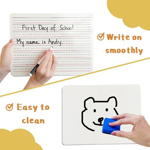 مجموعة صغيرة من اللوحة الجافة - حزمة 6 ، 9 × 12 بوصة من الألواح البيضاء ذات الوجهين المزدوج مع 6 علامات و 6 محايات جافة - مثالية للطالب والمعلم والفصول الدراسية والمكتب والاجتماع in Kuwait