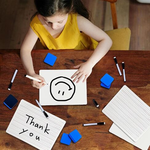 مجموعة صغيرة من اللوحة الجافة - حزمة 6 ، 9 × 12 بوصة من الألواح البيضاء ذات الوجهين المزدوج مع 6 علامات و 6 محايات جافة - مثالية للطالب والمعلم والفصول الدراسية والمكتب والاجتماع in Kuwait