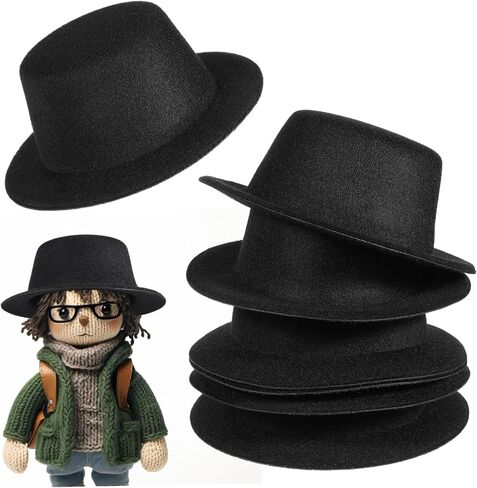 Nuobesty 6pcs Snowman Doll Hat Craft Mini Black Top Hats for Your Snowman Doll Project Project Project in Saudi Arabia