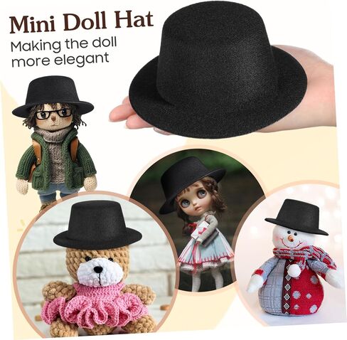 Nuobesty 6pcs Snowman Doll Hat Craft Mini Black Top Hats for Your Snowman Doll Project Project Project in Saudi Arabia