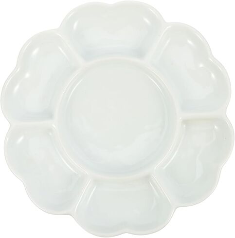 8-Inch Ceramic Pigment Tray for Artists Glazed Mixing Palette for Watercolor and Gouache Painting Sturdy Art Paint Plate Elegant Blossom Shape in Saudi Arabia