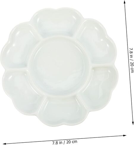 8-Inch Ceramic Pigment Tray for Artists Glazed Mixing Palette for Watercolor and Gouache Painting Sturdy Art Paint Plate Elegant Blossom Shape in Saudi Arabia