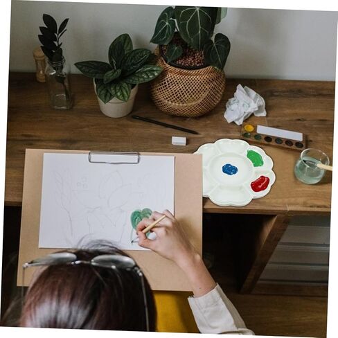 8-Inch Ceramic Pigment Tray for Artists Glazed Mixing Palette for Watercolor and Gouache Painting Sturdy Art Paint Plate Elegant Blossom Shape in Saudi Arabia