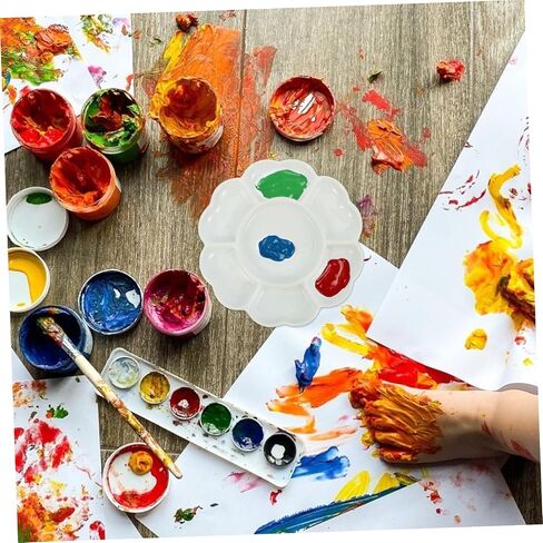 8-Inch Ceramic Pigment Tray for Artists Glazed Mixing Palette for Watercolor and Gouache Painting Sturdy Art Paint Plate Elegant Blossom Shape in Saudi Arabia