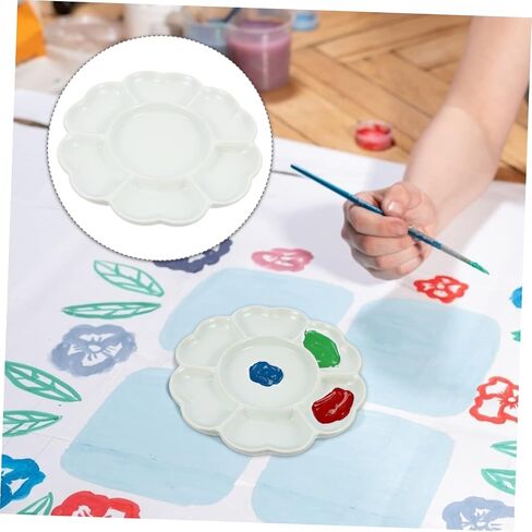 8-Inch Ceramic Pigment Tray for Artists Glazed Mixing Palette for Watercolor and Gouache Painting Sturdy Art Paint Plate Elegant Blossom Shape in Saudi Arabia