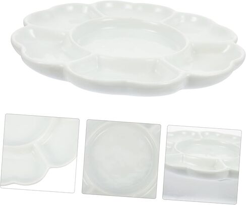 8-Inch Ceramic Pigment Tray for Artists Glazed Mixing Palette for Watercolor and Gouache Painting Sturdy Art Paint Plate Elegant Blossom Shape in Saudi Arabia