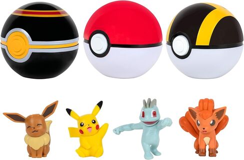 Pokemon Clip 'n' go multipack يضم Pikachu و Vulpix & Luxury Ball و Eevee & Poké Ball و Machop و Ultra Ball - Amazon Exclusive in Kuwait