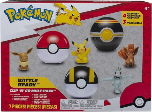 Pokemon Clip 'n' go multipack يضم Pikachu و Vulpix & Luxury Ball و Eevee & Poké Ball و Machop و Ultra Ball - Amazon Exclusive in Kuwait