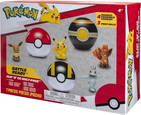 Pokemon Clip 'n' go multipack يضم Pikachu و Vulpix & Luxury Ball و Eevee & Poké Ball و Machop و Ultra Ball - Amazon Exclusive in Kuwait
