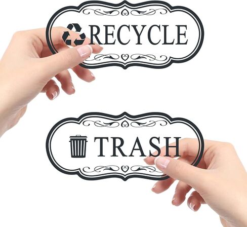 Trash & Recycle Stickers – 2-Pack Self-Adhesive Vinyl Labels, Waterproof & Durable (Transparent Background with Black Text, Medium 6.3 x 2.7 inches) in Saudi Arabia