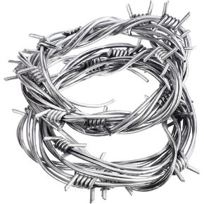 SAFIGLE 2Pcs Simulated Wire Chain：Silver PVC Fake Barbed Wire for Halloween Decoration 94.49 Inch Realistic Garland Prop for Parties and Costumes in Saudi Arabia