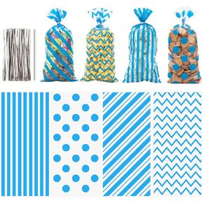 120 حزمة 10.6x5.1 بوصة السيلوفان أكياس مع العلاقات - بولكا ووردي خطوط الحلوى الهدايا لأكياس عيد ميلاد ، وفضل حفلات الزفاف ، لوازم التعبئة للوجبات الخفيفة in Kuwait