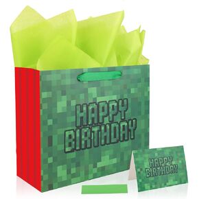 عيد ميلاد سعيد حقائب جيدة ، حقائب هدايا موضوع البكسل مع ورقة تحية ورقة الأنسجة لوازم حفلات حفلة لعيد الميلاد in Kuwait