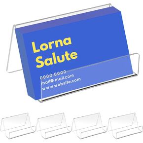 5Pcs Acrylic Business Card Holder for Desk, Card Stand, Desktop Business Card Holders for Exhibition, Office Cards Table Top Display Holders, Clear Plastic Name Cards Display Holder in Saudi Arabia