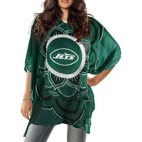 Littlearth womens With Design NFL Sheer Flower Caftan Beach Pool Cover Up Swimsuit Cover Up, Team Color, One Size Fits Most Fans US in Kuwait