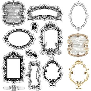 Craspire Vintage Border Clear Clear Stamps زهرة مزهرية phoframe الخلفية القابلة لإعادة الاستخدام postmark أختام ختم السيليكون الشفافة لتصنيع بطاقات اليومية ديكور DIY Scrapbooking Supplies Frame Frame in Saudi Arabia