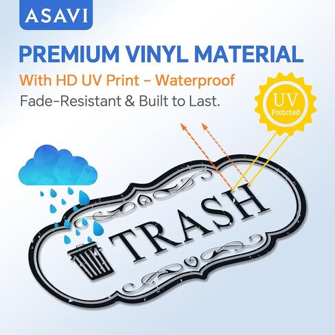 Trash & Recycle Stickers – 2-Pack Self-Adhesive Vinyl Labels, Waterproof & Durable (Transparent Background with Black Text, Medium 6.3 x 2.7 inches) in Saudi Arabia