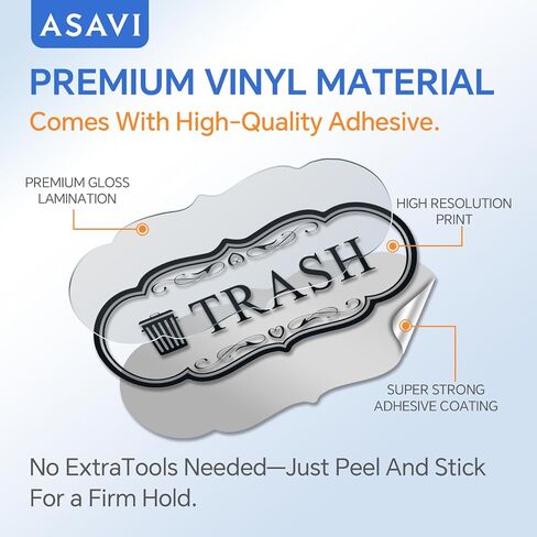 Trash & Recycle Stickers – 2-Pack Self-Adhesive Vinyl Labels, Waterproof & Durable (Transparent Background with Black Text, Medium 6.3 x 2.7 inches) in Saudi Arabia