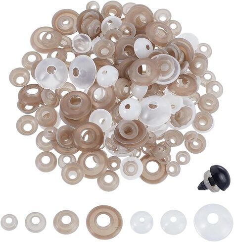 ph pandahall 220pcs 7 أحجام غسالات بلاستيكية العيون amigurumi العيون الخلفية لعيون السلامة غطس غسالة مصممة لعيون الكروشيه 9 ~ 21mm غسالة آمنة للحيوانات المحشوة بالحيوانات الكروشيه in Saudi Arabia