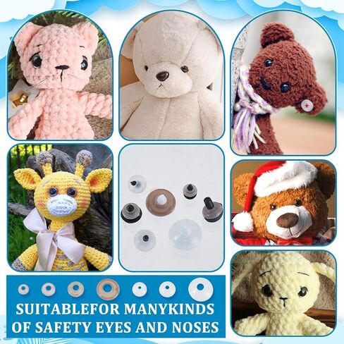 ph pandahall 220pcs 7 أحجام غسالات بلاستيكية العيون amigurumi العيون الخلفية لعيون السلامة غطس غسالة مصممة لعيون الكروشيه 9 ~ 21mm غسالة آمنة للحيوانات المحشوة بالحيوانات الكروشيه in Saudi Arabia