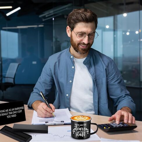 ReliThick 6 Pcs Funny Boss Gift for Men Included 12 oz Tears of My Staff Enamel Mug Socks Ballpoint Pen with Pen Box Card Envelope Boss's Day Birthday Retirement Gift for Bosses Leader Manager (Brown) in Kuwait