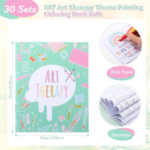 TaoBary 30 Pcs Mini Coloring Book for Kids and Adults, DIY Art Therapy Painting Coloring Book Mental Health Gifts for Kids Students Relaxation Mindfulness Stress Relief Anxiety Gifts in Saudi Arabia